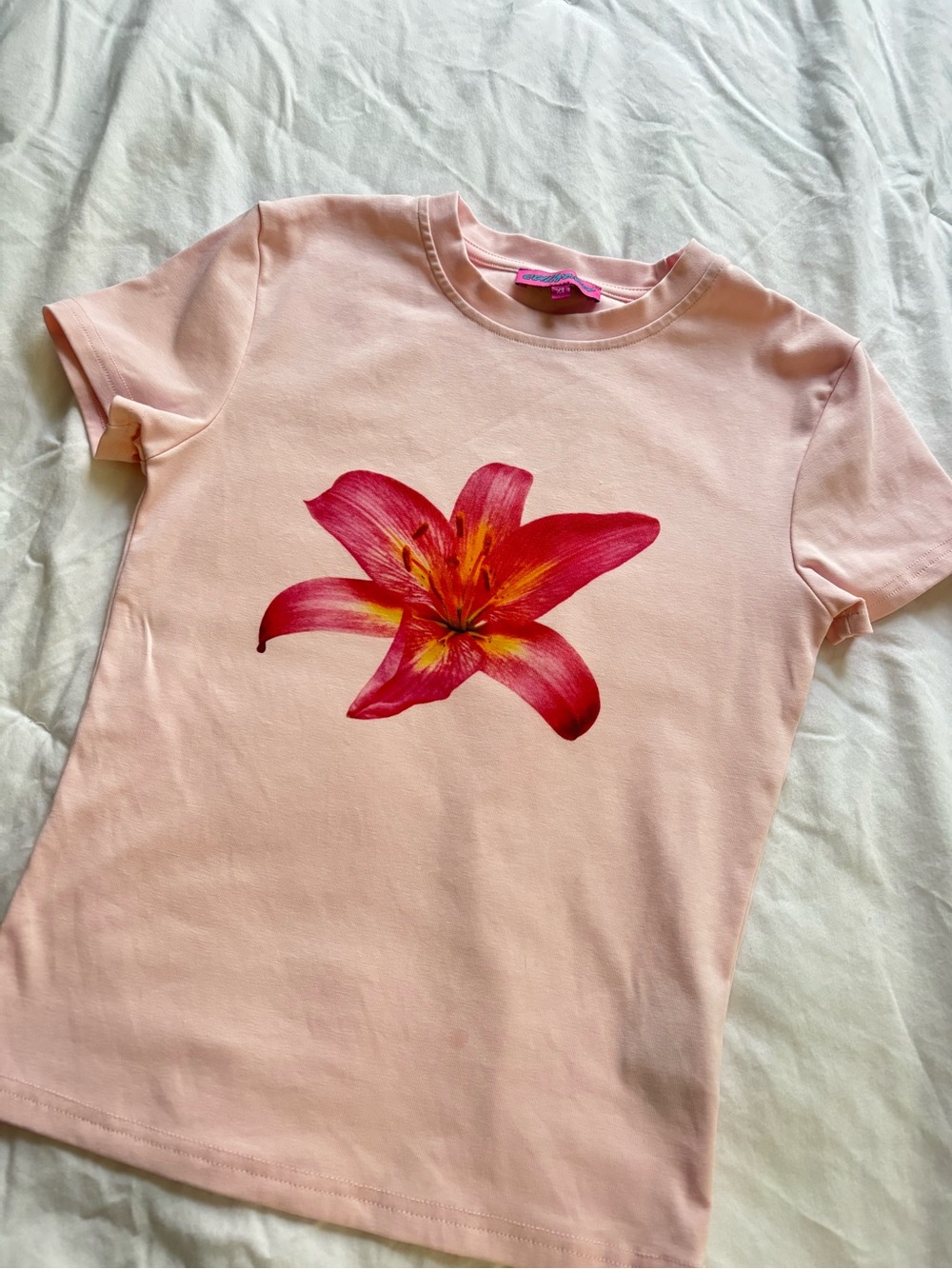 Edikted Pink Baby Tee with Flower